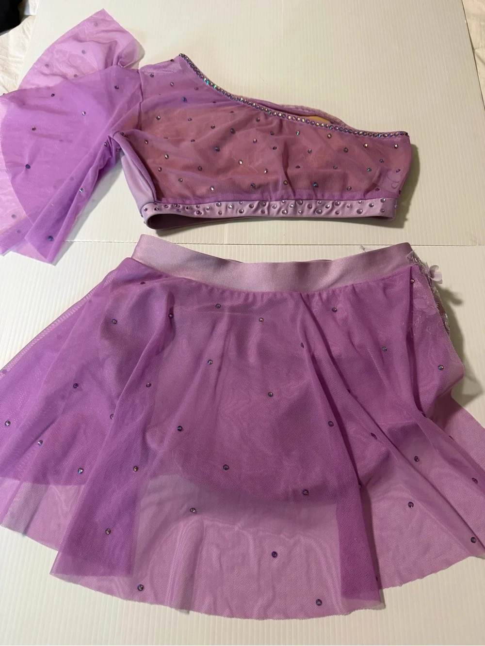 Patrick J designs solo custom dance costume 2 piece lavender purple fara MA adul